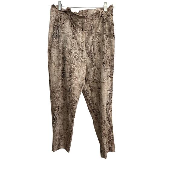 White House Black Market Snake Print Paperbag Waist Tapered Ankle Pants Size 12 - Picture 2 of 5
